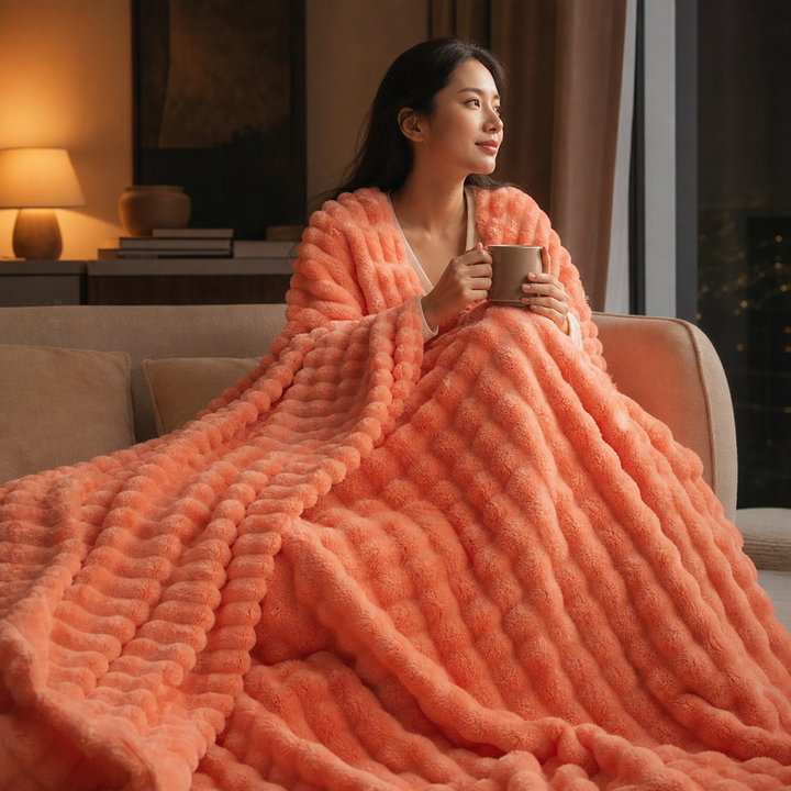 Two-Tone Reversible Plush Blanket – Fluffy Plush Meets Silky Velour