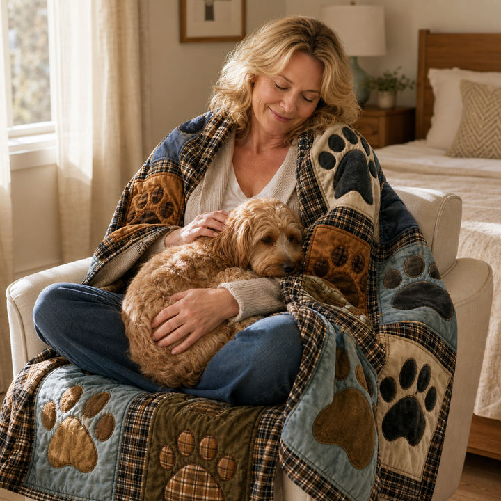 Paw Print Flannel Blanket – Soft on Both Sides for Couch and Bed