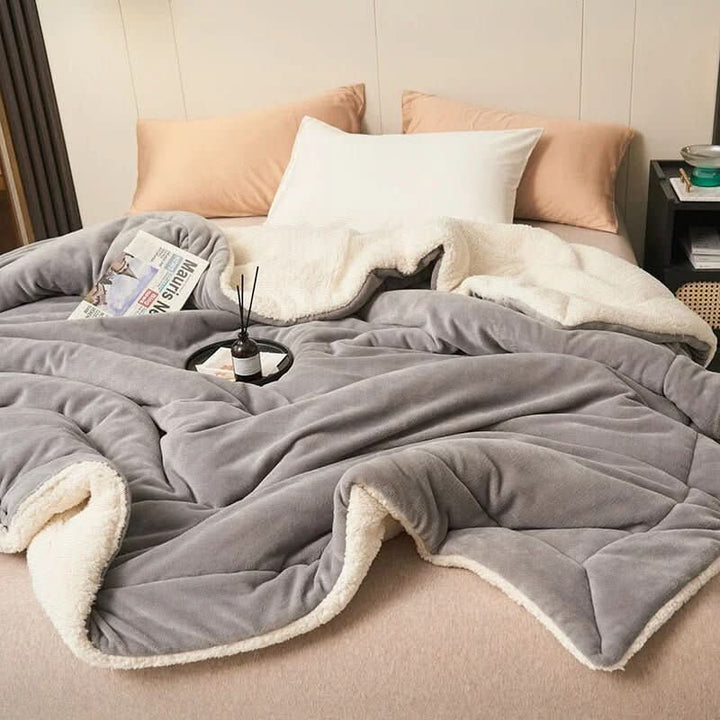 Reversible Sherpa Fleece Blanket for Bed and Sofa