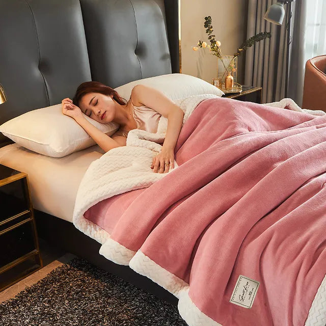 Soft Winter Fleece Throw in Solid and Striped Colors