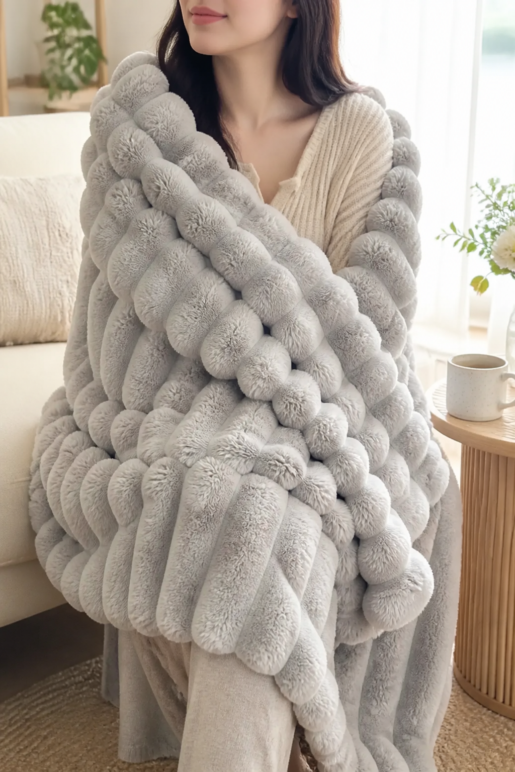 Two-Tone Reversible Plush Blanket – Fluffy Plush Meets Silky Velour