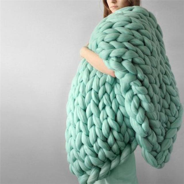 Handmade Chunky Knit Blanket Comfy &amp; Warm - 80 x100 cm