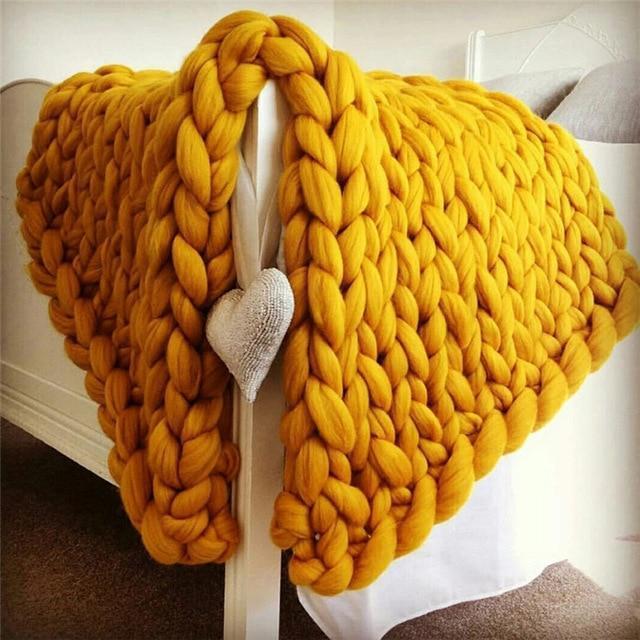 Handmade Chunky Knit Blanket Comfy &amp; Warm - 80 x100 cm