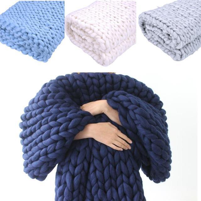 Handmade Chunky Knit Blanket Comfy &amp; Warm - 80 x100 cm