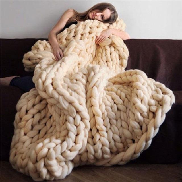 Handmade Chunky Knit Blanket Comfy &amp; Warm - 80 x100 cm