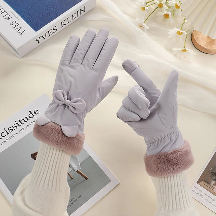 Elegant Waterproof Touchscreen Gloves with Bow Detail