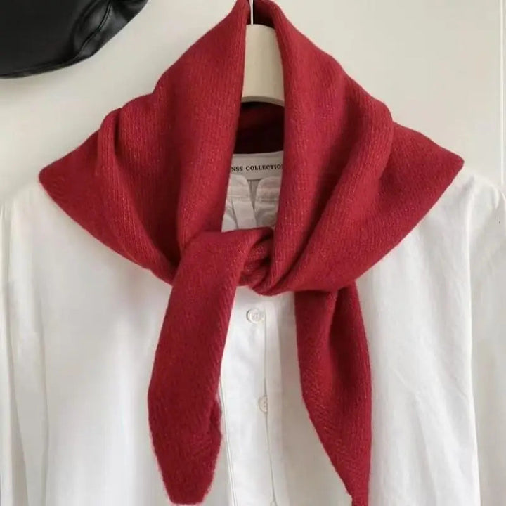Korean-Style Triangle Knit Scarf – Soft Winter Wrap for Women