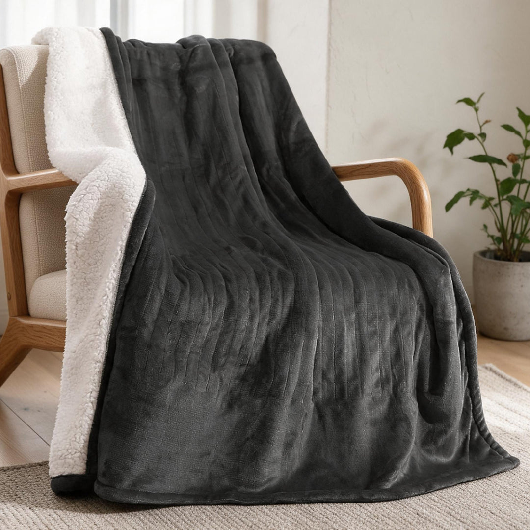 Plushley™ Sherpa Heated Throw with 6 Heat Settings &amp; Timer
