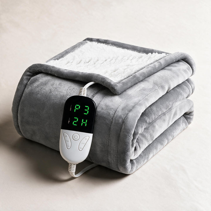 Plushley™ Sherpa Heated Throw with 6 Heat Settings &amp; Timer