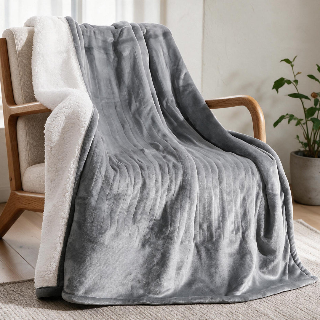 Plushley™ Sherpa Heated Throw with 6 Heat Settings &amp; Timer