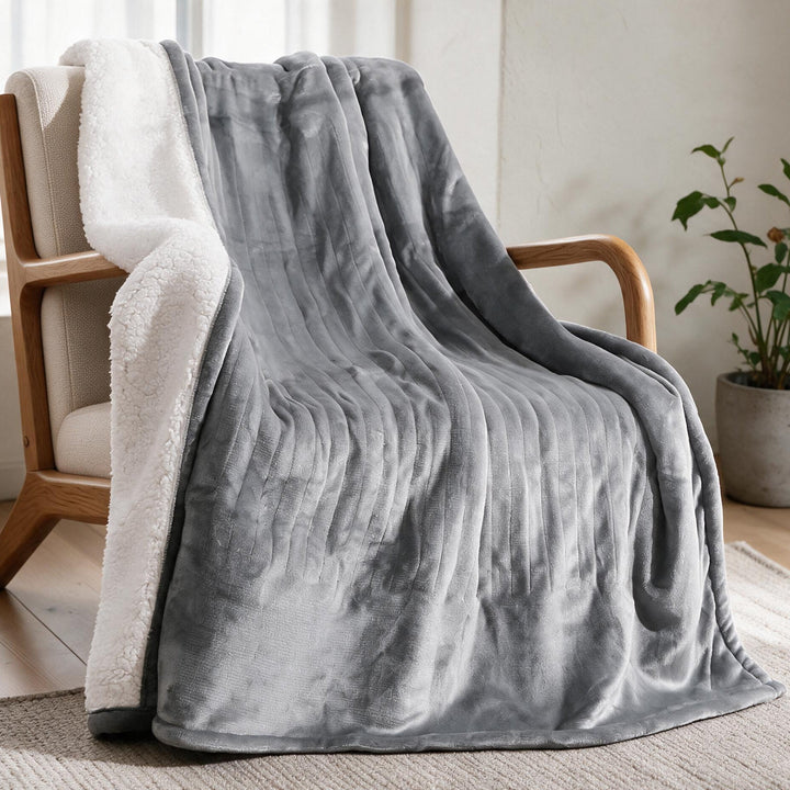 Plushley™ Sherpa Heated Throw with 6 Heat Settings &amp; Timer