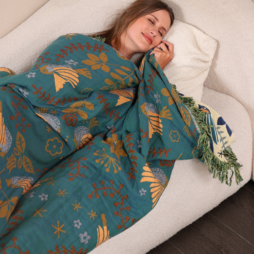 Elegant Teal &amp; Cream Reversible Decorative Blanket
