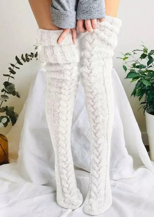 Hand-Knit Over-the-Knee Socks, Extra Long and Cozy