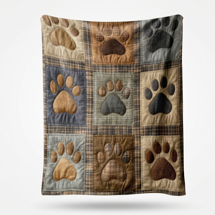 Paw Print Flannel Blanket – Soft on Both Sides for Couch and Bed