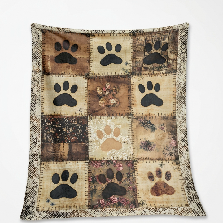 Paw Print Flannel Blanket – Soft on Both Sides for Couch and Bed