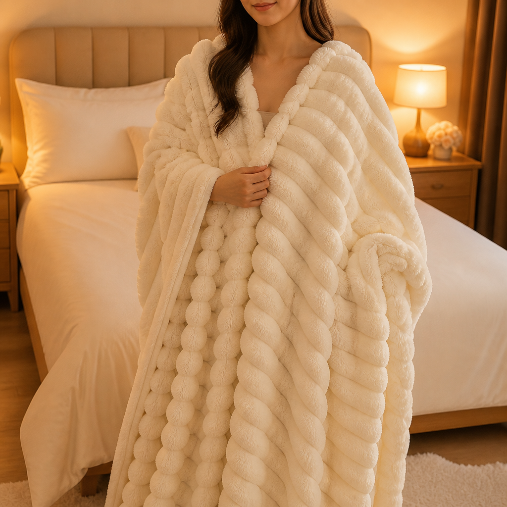 Two-Tone Reversible Plush Blanket – Fluffy Plush Meets Silky Velour