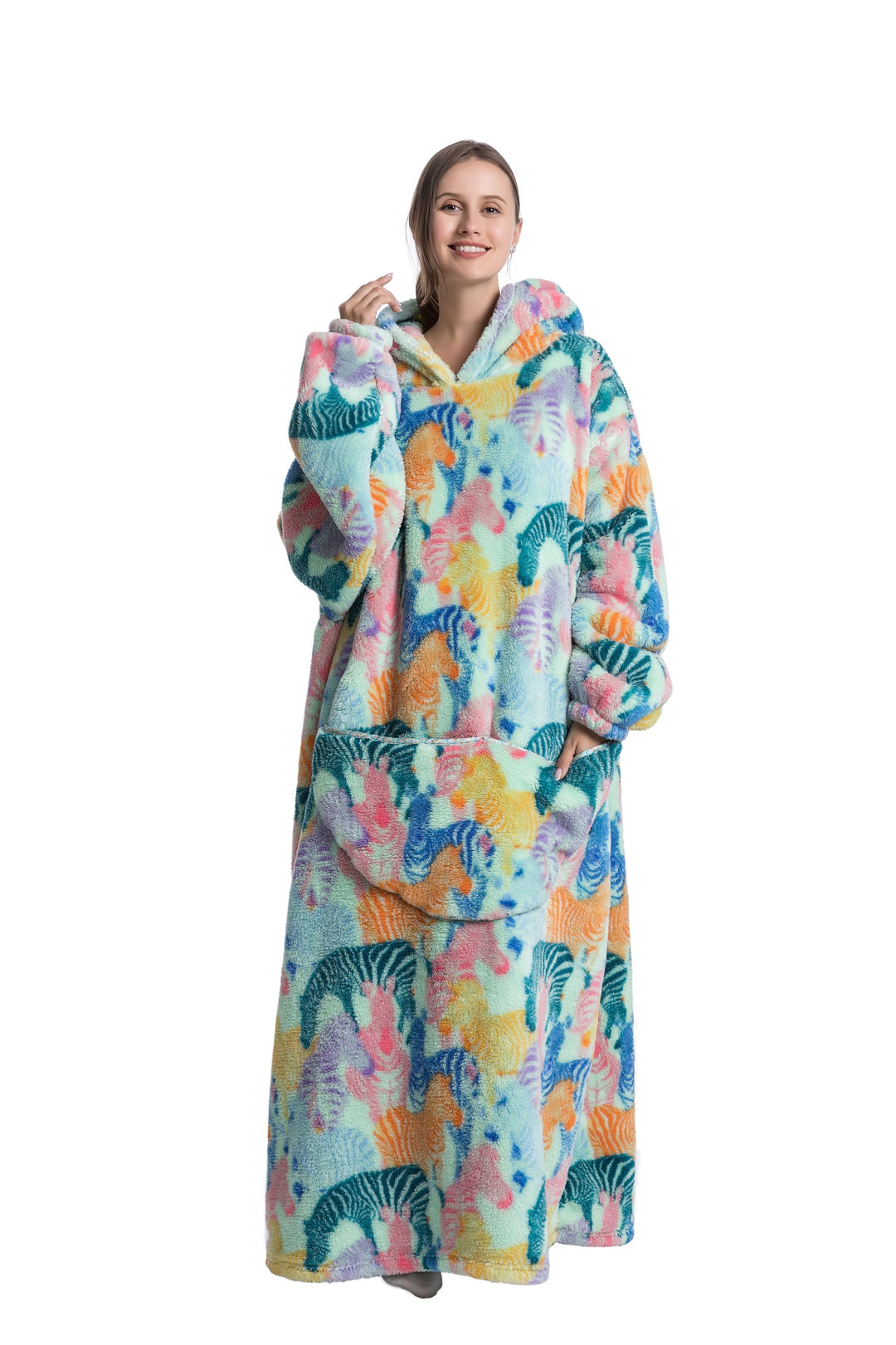 Fleece Hoodie Blanket with Hood in Fun Animal Prints