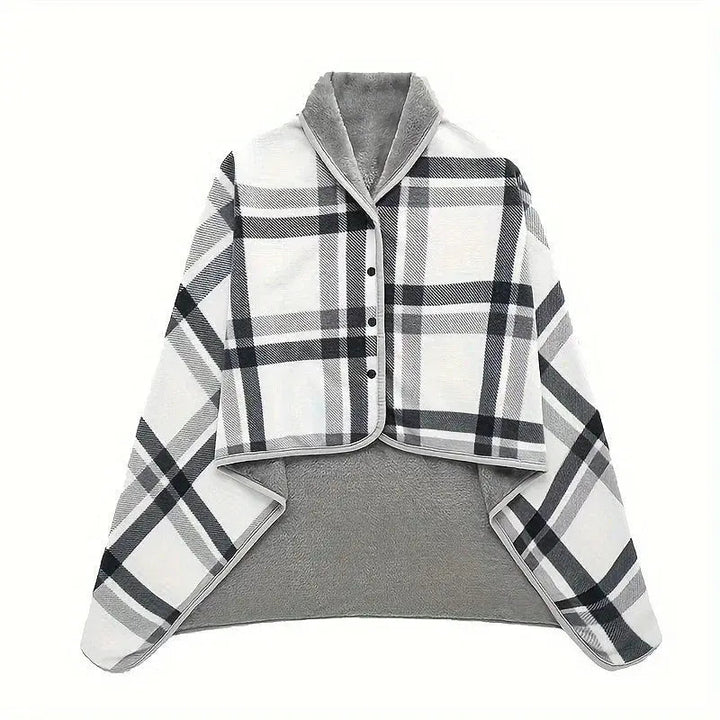 Wearable Plaid Blanket with Snaps – Poncho, Cape or Wrap