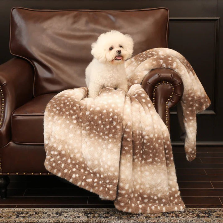 Reversible Plush Throw Blanket With Deer Design
