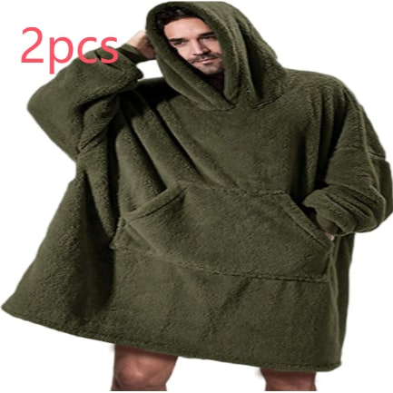 Wearable Blanket Hoodie with Oversized Fleece and Kangaroo Pocket