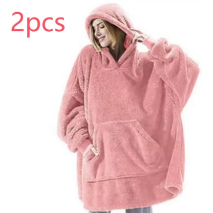 Wearable Blanket Hoodie with Oversized Fleece and Kangaroo Pocket
