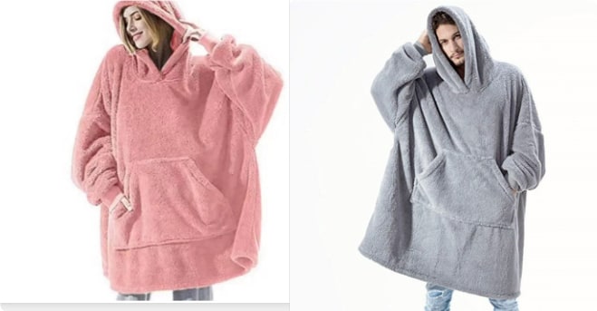 Wearable Blanket Hoodie with Oversized Fleece and Kangaroo Pocket