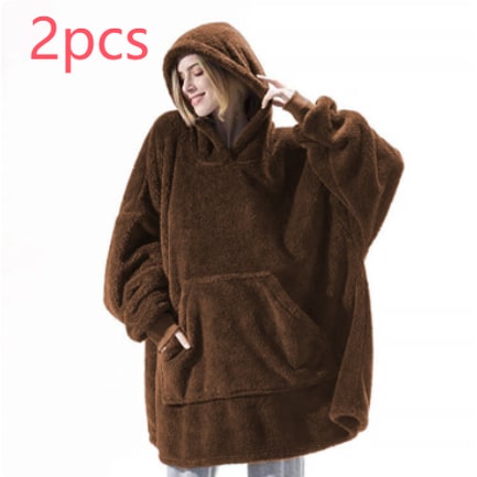 Wearable Blanket Hoodie with Oversized Fleece and Kangaroo Pocket