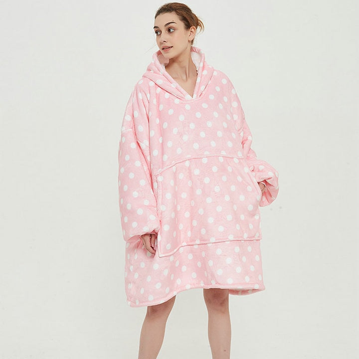 Wearable Blanket Hoodie with Sherpa Lining Oversized Fleece Pullover