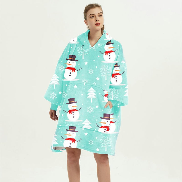 Wearable Blanket Hoodie with Sherpa Lining Oversized Fleece Pullover